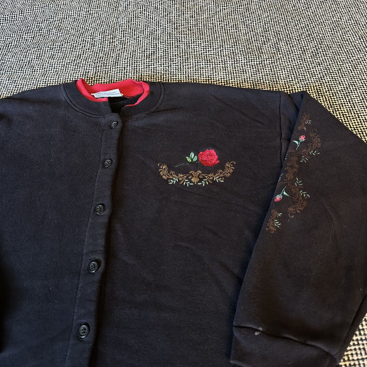 Vintage Vintage Royal Rose Stitched Cardigan Sweatshirt Size US M / EU 48-50 / 2 - 3 Thumbnail