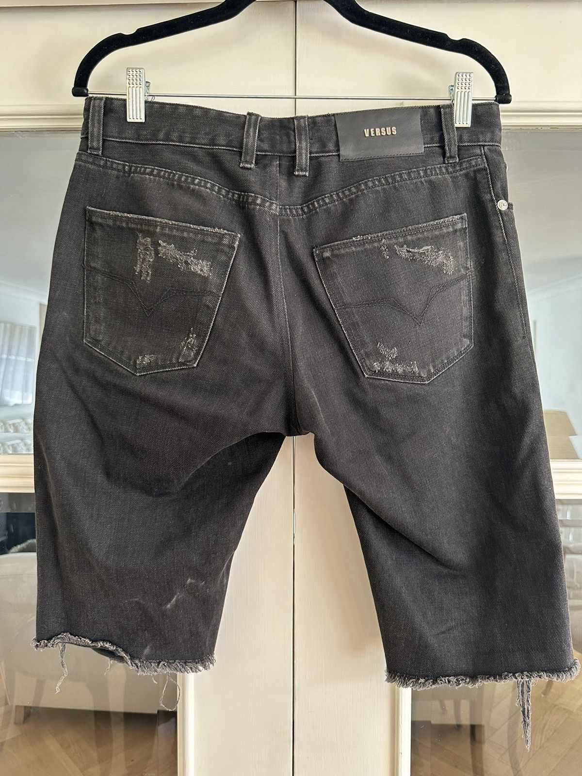 Versace Faded black distressed shorts Size US 31 - 5 Thumbnail