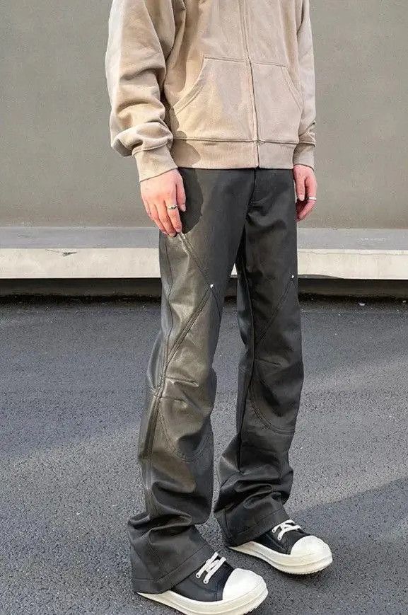 VIBE Panel PU Leather Stacked Flare Pants Size US 33 - 1 Thumbnail