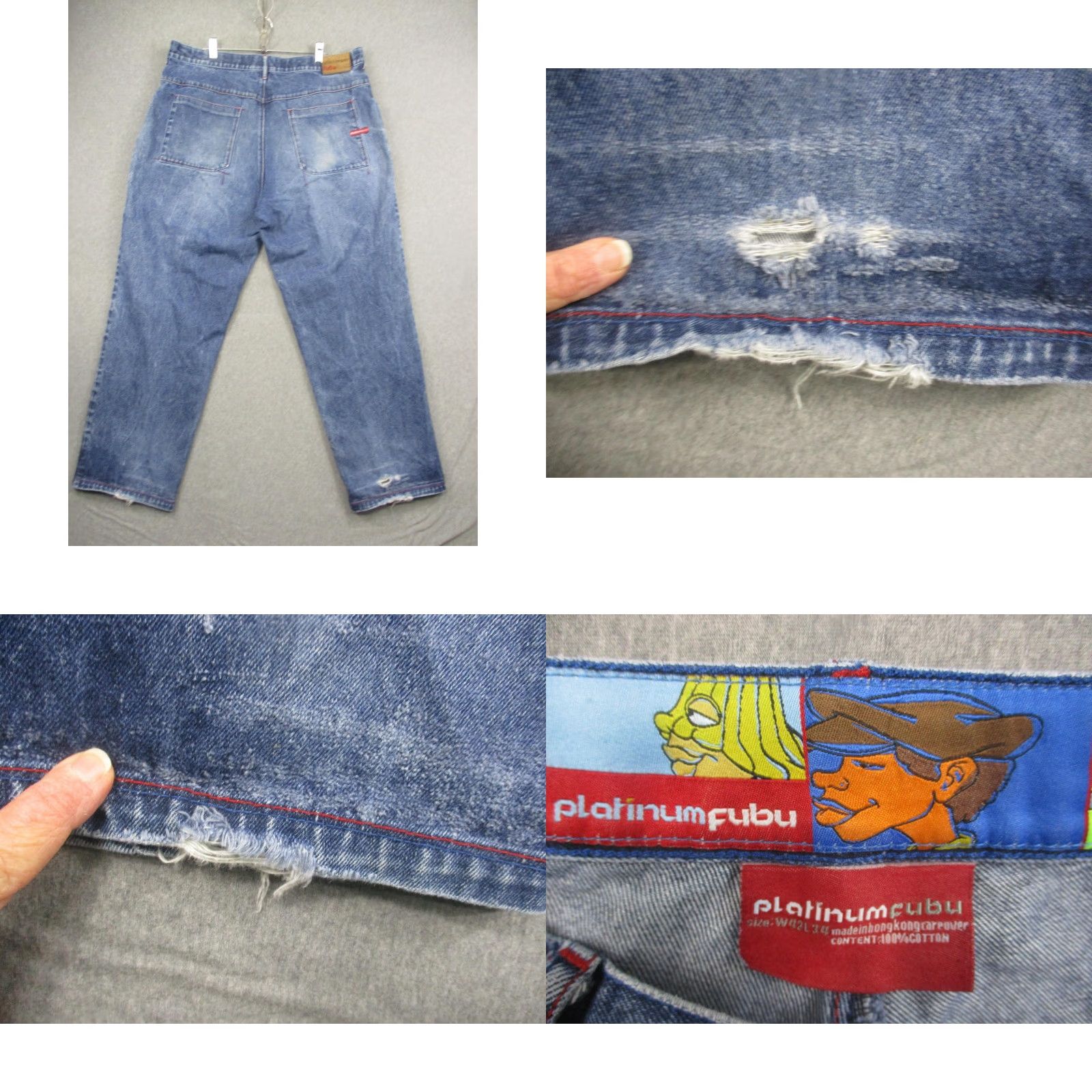 Fubu VINTAGE FUBU Platinum Fat Albert Jeans Mens 42x34 Baggy Denim Y2K 2000s Size US 42 / EU 58 - 9 Thumbnail