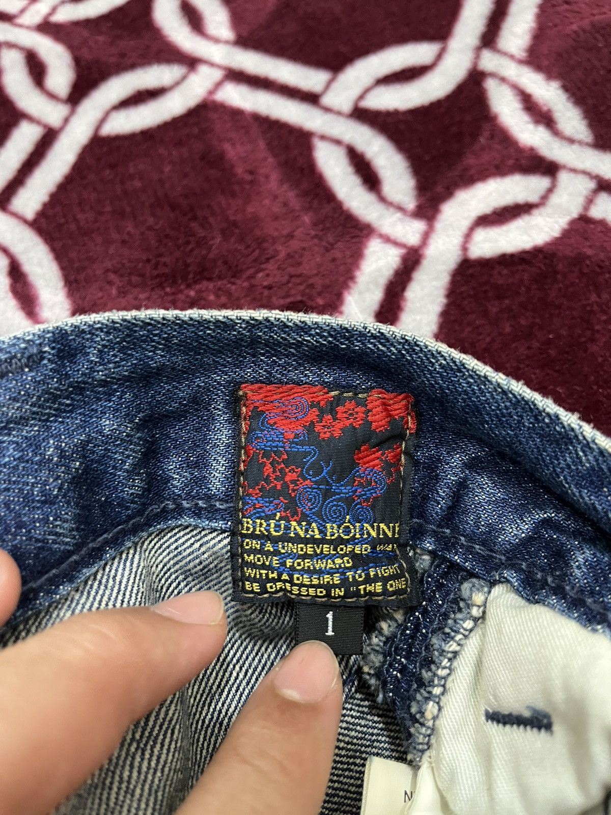 Japanese Brand Bru Na Boinne Redline Selvedge Stain Denim Size US 28 / EU 44 - 19 Thumbnail