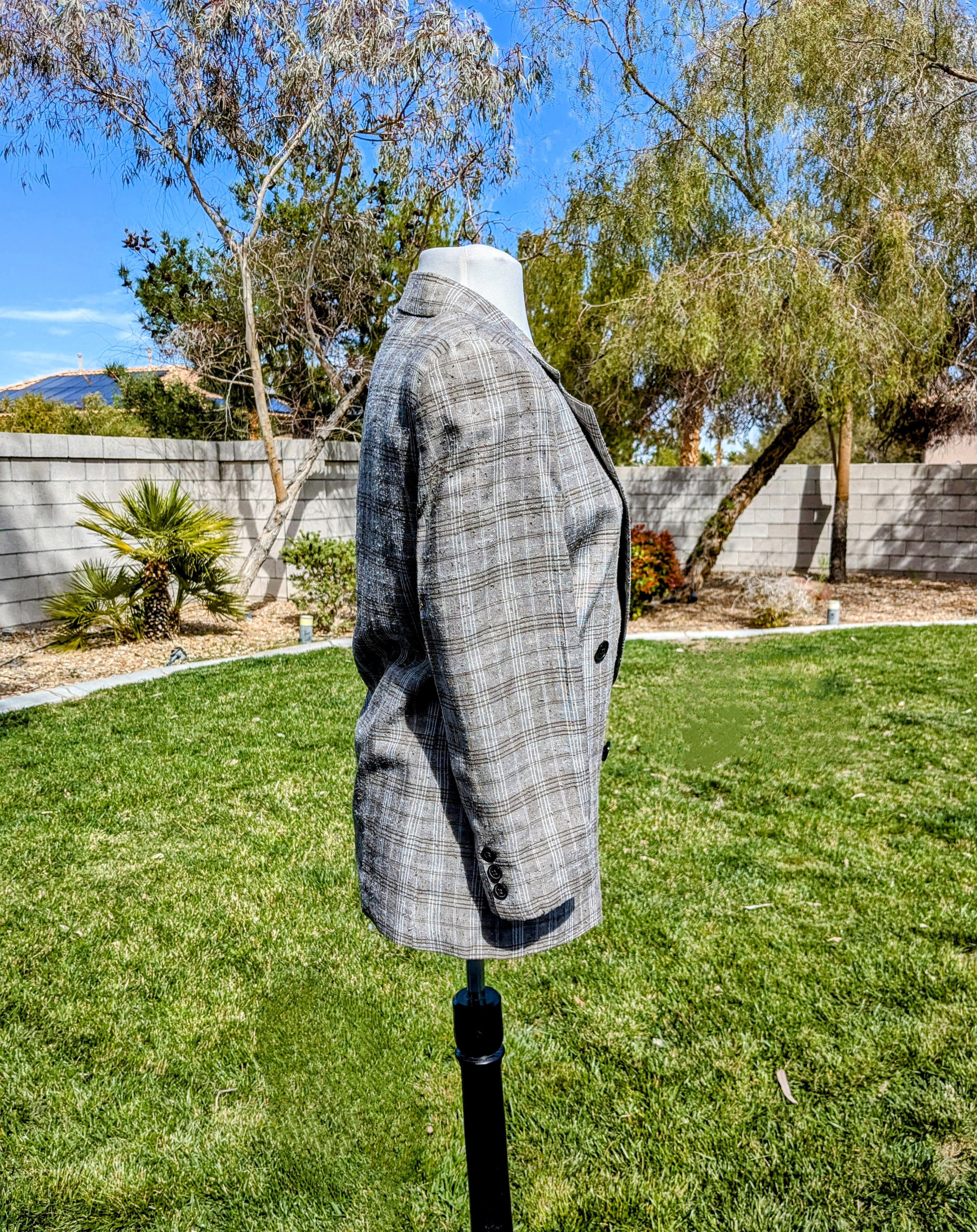 Designer Traders Point Plaid Blazer Double Breasted Pockets Longline Size M / US 6-8 / IT 42-44 - 2 Thumbnail