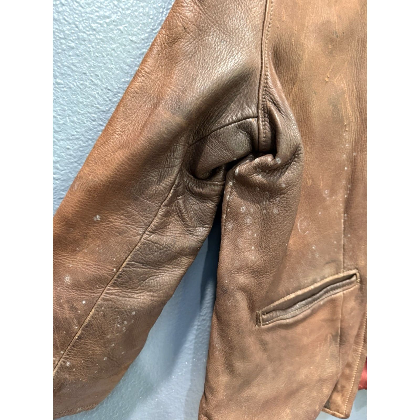 Vintage VINTAGE Uber Leather Jacket Men’s S Brown Zip 60s/60’s Leather Buckskin Style Jacket Mens S Size Brown Clothing Jacket Size US S / EU 44-46 / 1 - 5 Thumbnail
