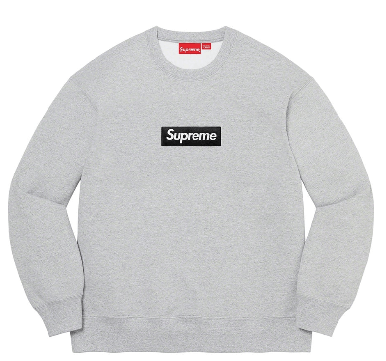 image of Supreme Box Logo Crewneck, Heather Grey (S), Men's (Size Small)