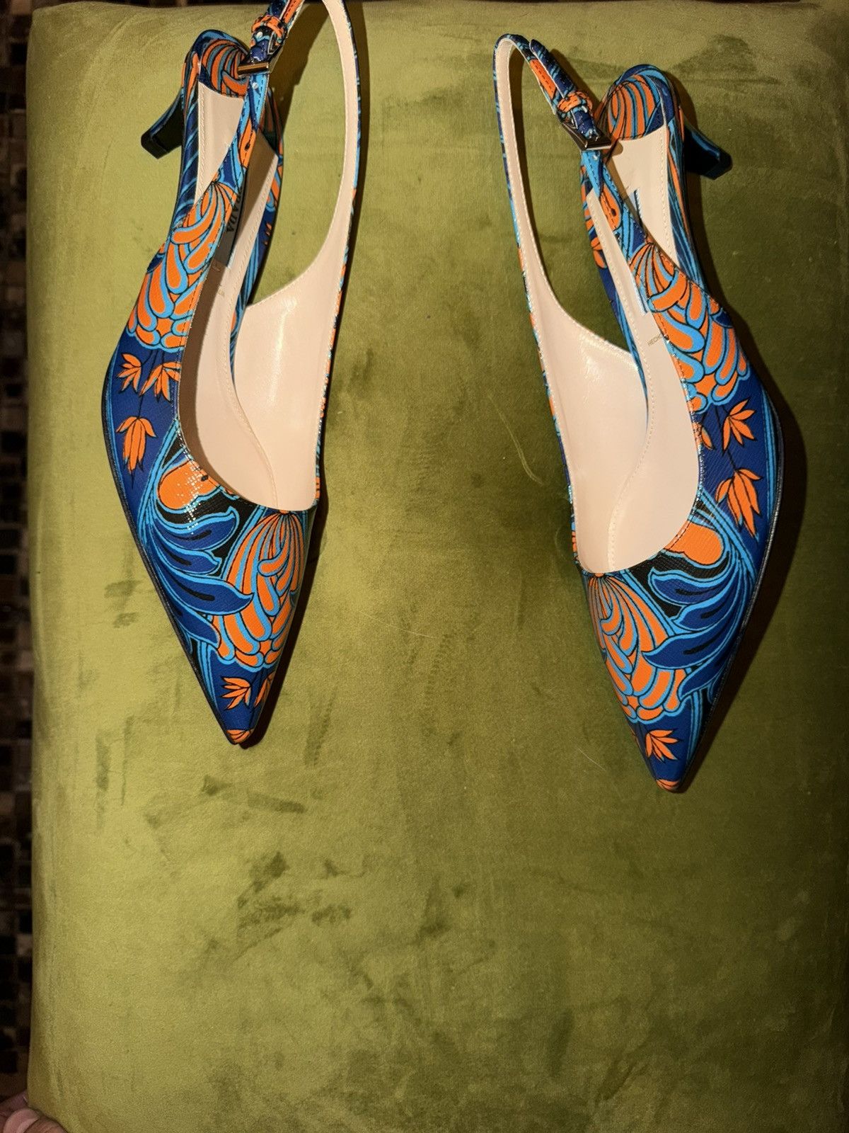 Prada Prada Tulip Printed Heels Size US 7.5 / IT 37.5 - 3 Thumbnail