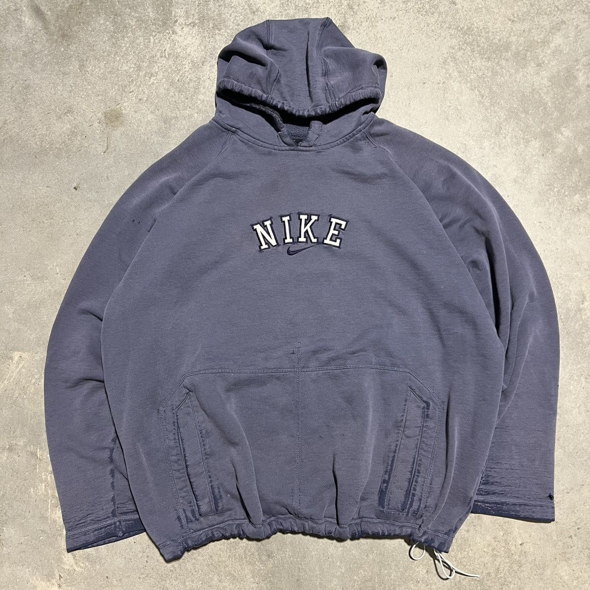 Nike × Vintage Crazy Vintage Nike Center Swoosh Boxy Hoodie Size US XL / EU 56 / 4 - 1 Thumbnail