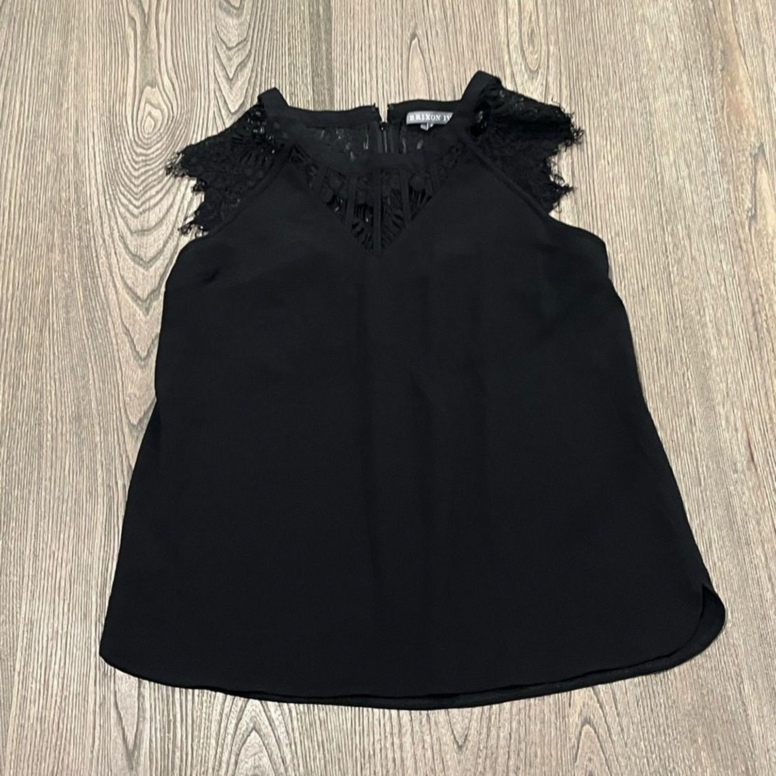 Vintage Brixon Ivy Black Lace Scoop Neck Flutter Sleeve Blouse Sz S Size S / US 4 / IT 40 - 1 Thumbnail