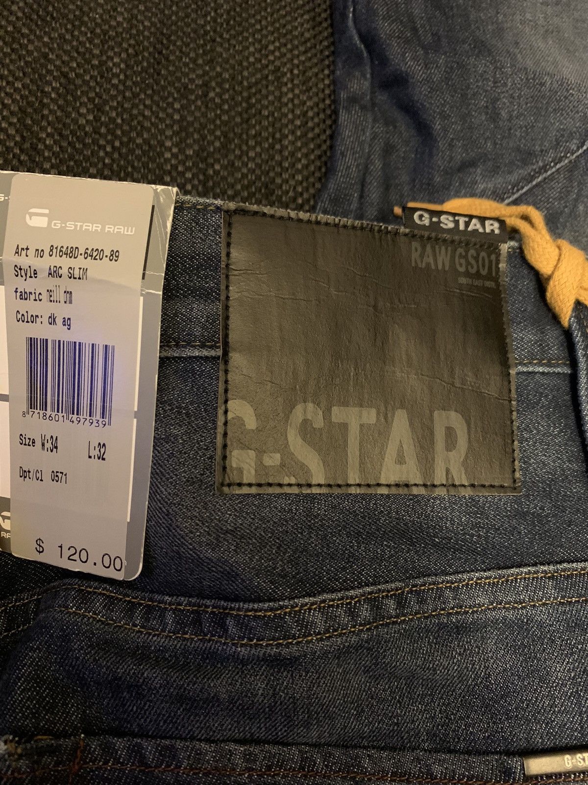G-Star Raw Jeans 34x32 Slim Fit GS01 Tapered Leg Dark Wash