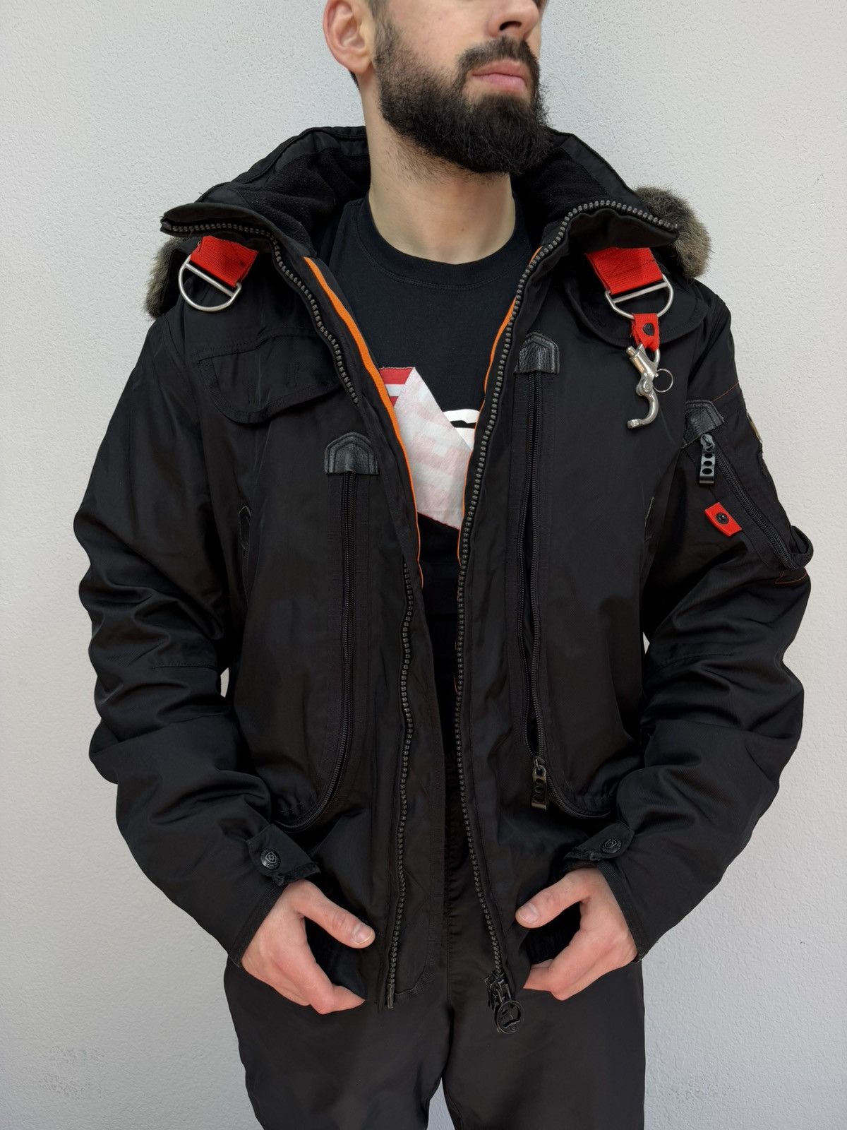 If Six Was Nine Vintage Rick Owens Vibe Black Bomber Jacket Faux Fur Collar Size US L / EU 52-54 / 3 - 7 Thumbnail