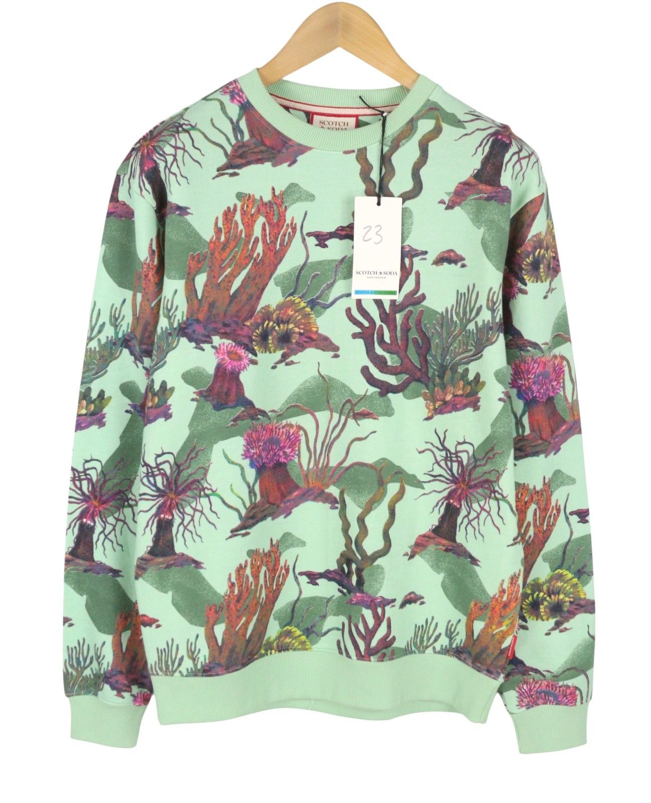 Scotch & Soda M Green Coral Reff Aop Cotton Crew Neck 91027 Size US M / EU 48-50 / 2 - 2 Thumbnail