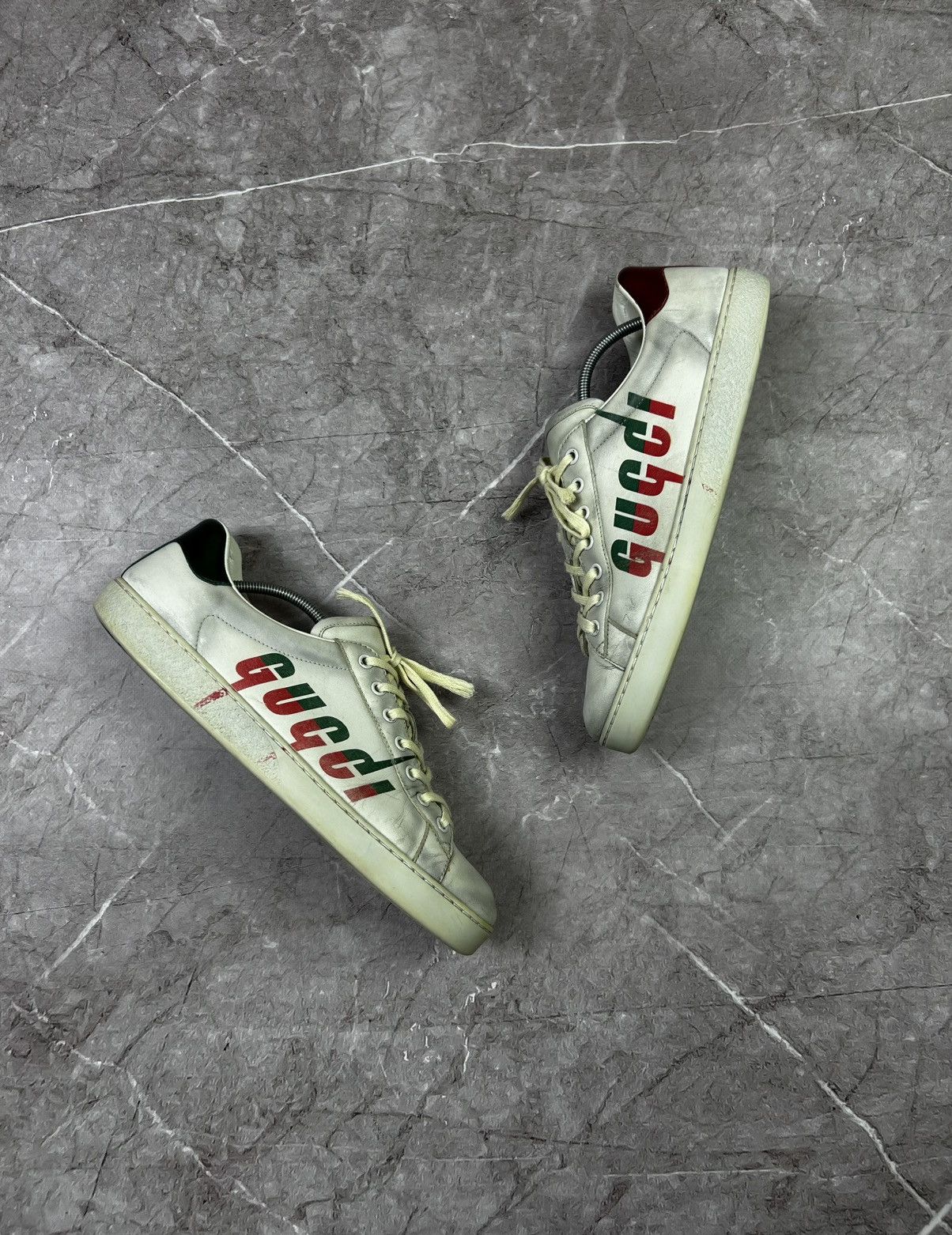 Designer Gucci Ace Blade Distressed Aged Lowtop sneakers Size US 10.5 / EU 43-44 - 2 Thumbnail