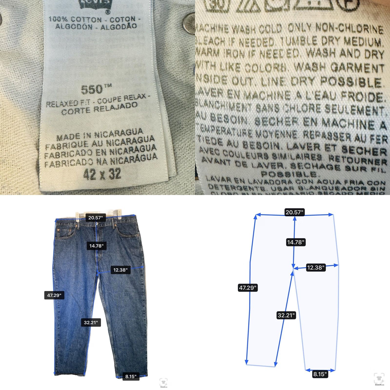 Levi's Levi's 550 Jeans Mens 42x32 Blue Medium Wash Relaxed Tapered Denim Zip Fly Jeans Size US 42 / EU 58 - 8 Thumbnail