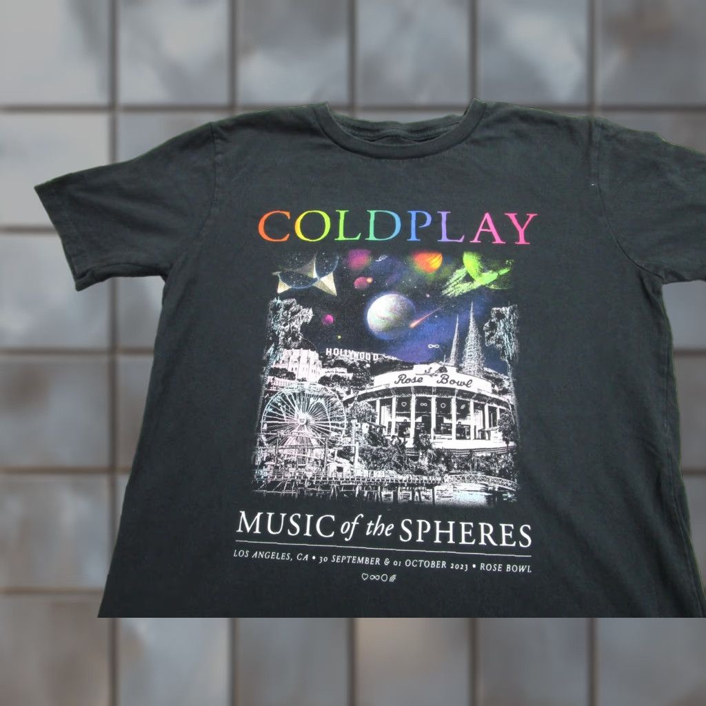 Vintage Coldplay Shirt Mens Small Black Music Of The Spheres Live 2023 Tour Rose Bowl LA Size US S / EU 44-46 / 1 - 1 Thumbnail