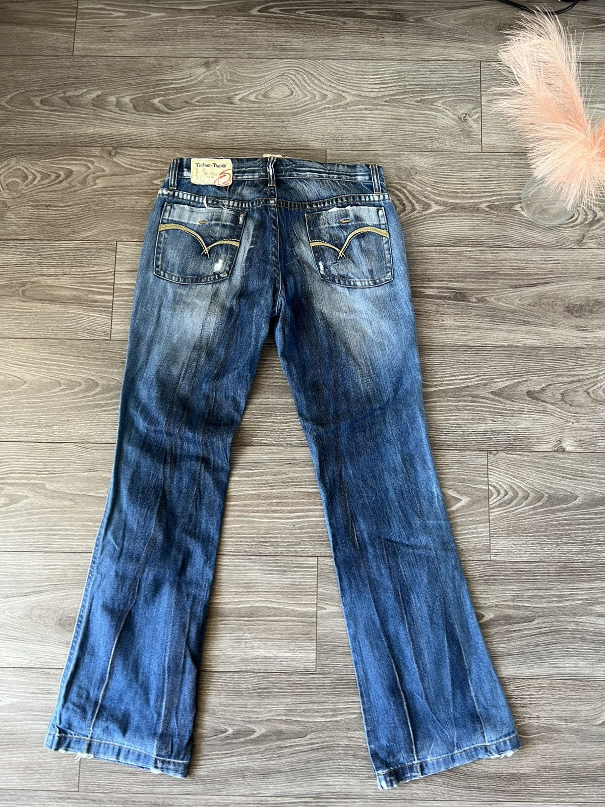 Designer ‼️Take Two 1st Grade HandMade Crafted Print Flared Jeans‼️ Size US 33 - 13 Thumbnail