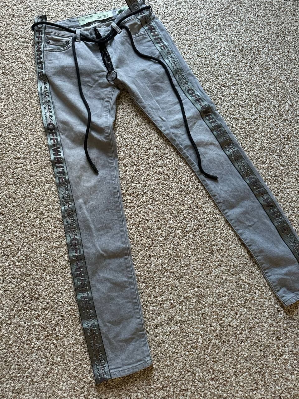 Off-White Off-White Diag Strap Skinny Denim Pants Grey Size 26 Size 26" / US 2 / IT 38 - 11 Thumbnail