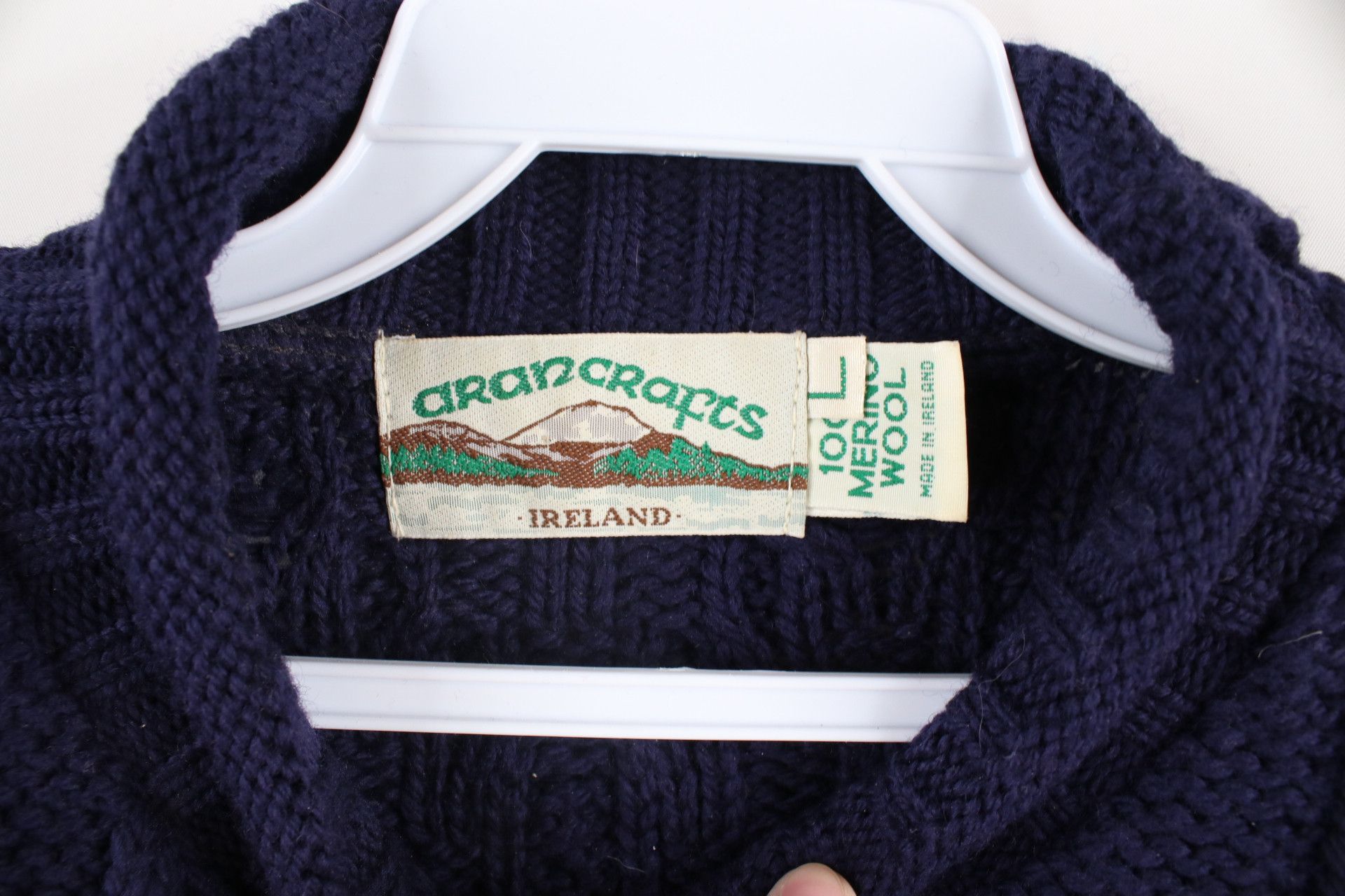 Vintage Vintage 90s Wool Chunky Cable Knit Marled Fisherman Sweater Size US L / EU 52-54 / 3 - 5 Thumbnail