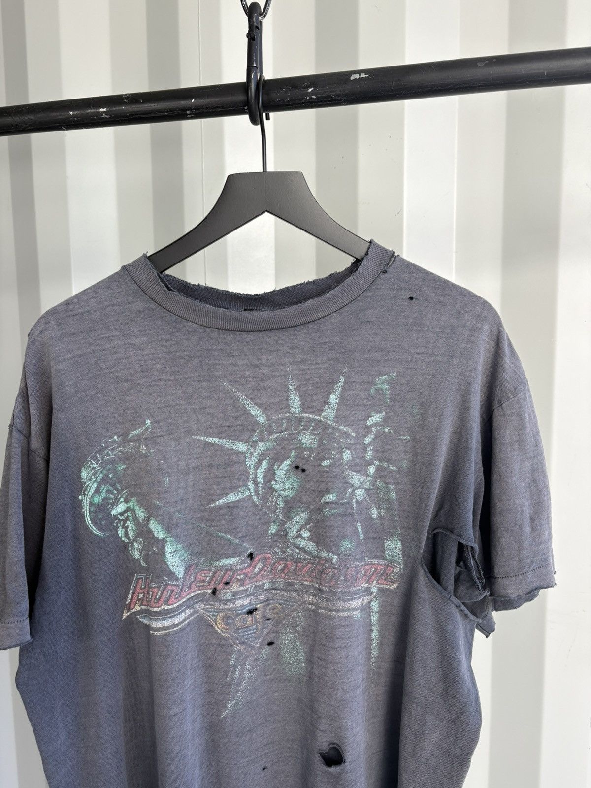 Harley Davidson Thrashed Harley NYC Faded Distressed Shirt ERD GRUNGE WCC Size US XL / EU 56 / 4 - 5 Thumbnail