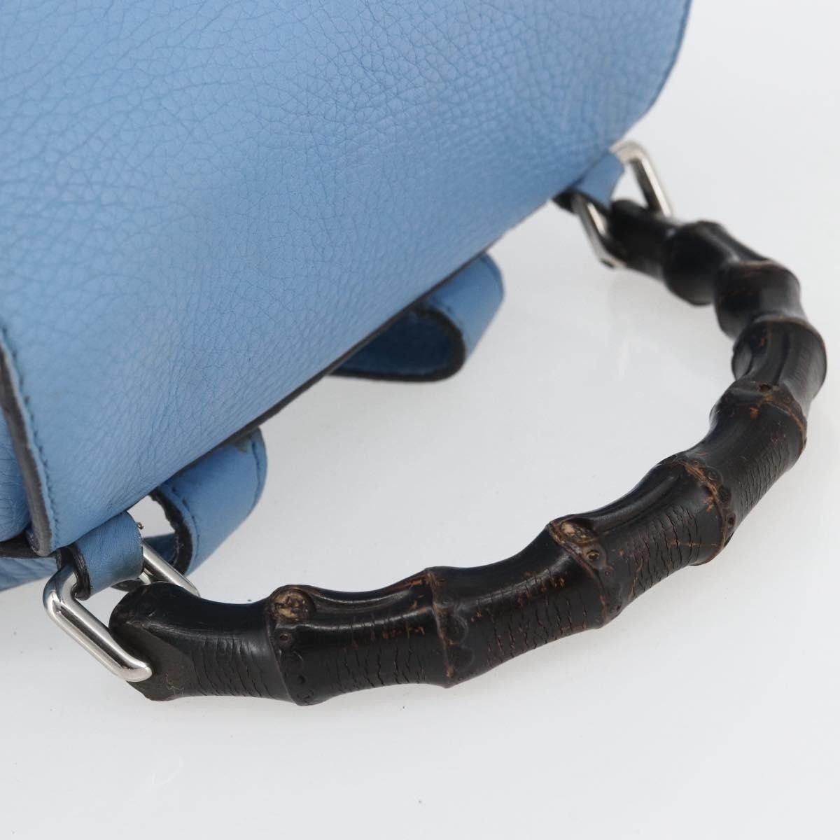 Gucci Gucci Bamboo Leather Backpack Light Blue Size ONE SIZE - 10 Thumbnail