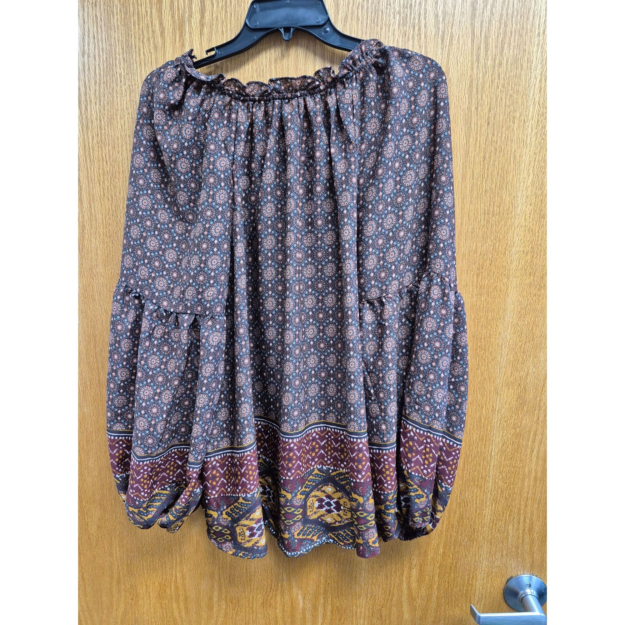 Other Bohemian Printed Long Sleeve Blouse Womens Plus Size 1X Size XL / US 12-14 / IT 48-50 - 5 Thumbnail