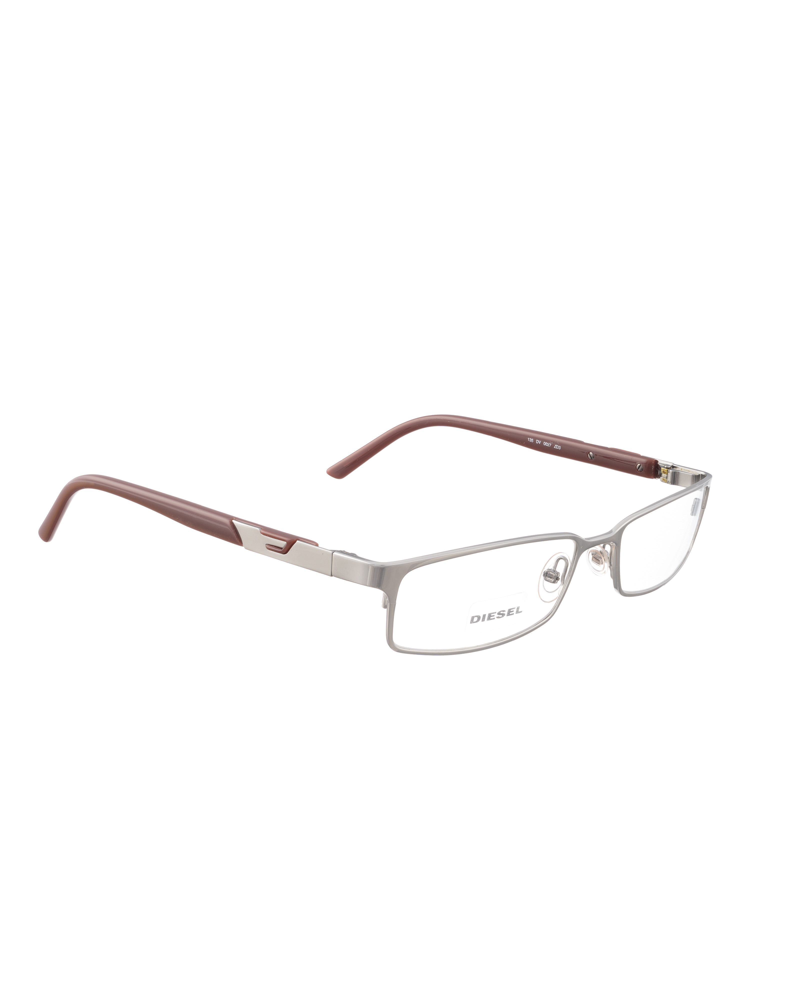 Diesel 00s Silver Chrome and Brown Rectangular Glasses