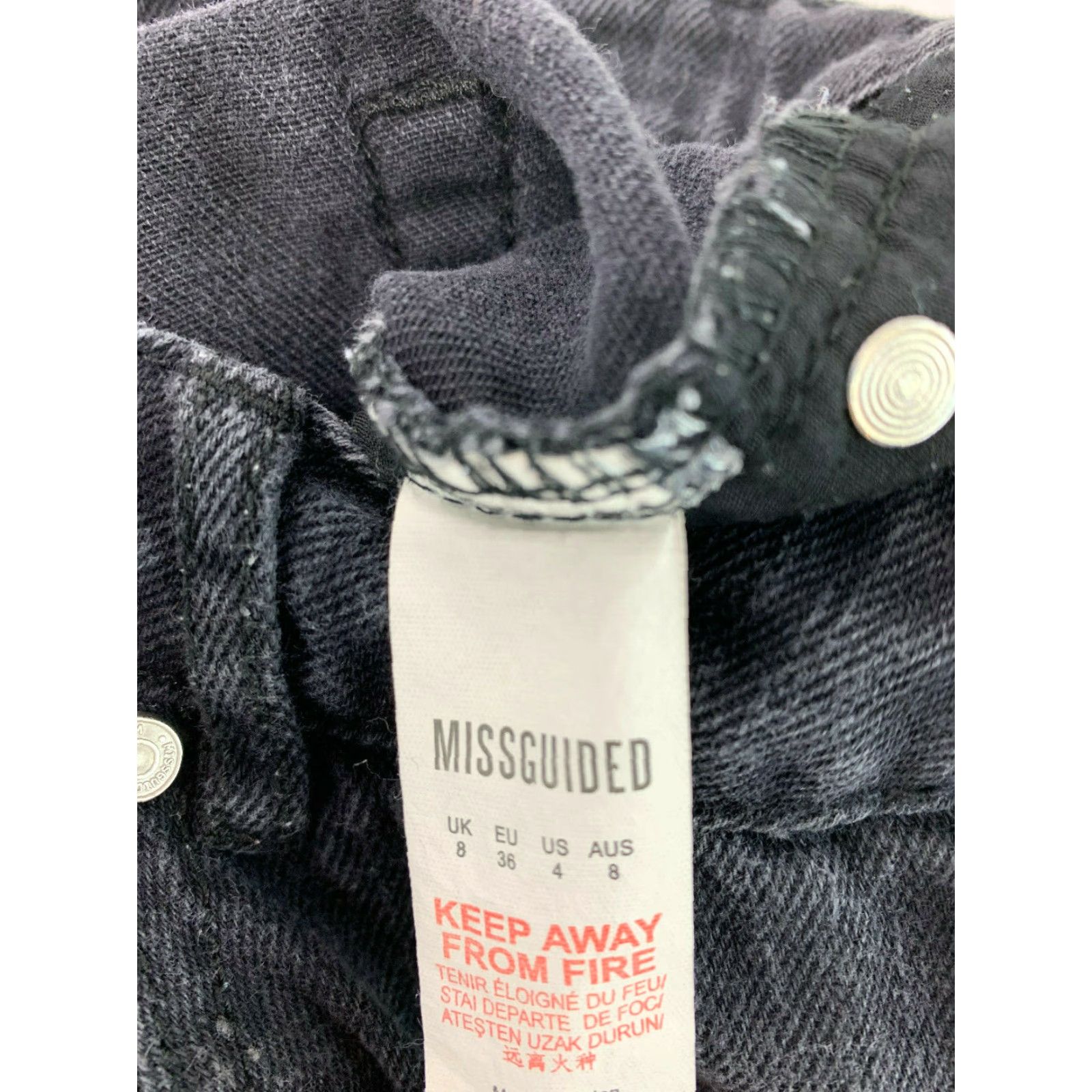 Missguided Missguided Womens Jean Shorts Size 4 Short Shortie Denim Distressed Casual Black Shirt Womens Jeans Shorts 4 Black Womens Size 27" / US 4 / IT 40 - 5 Thumbnail