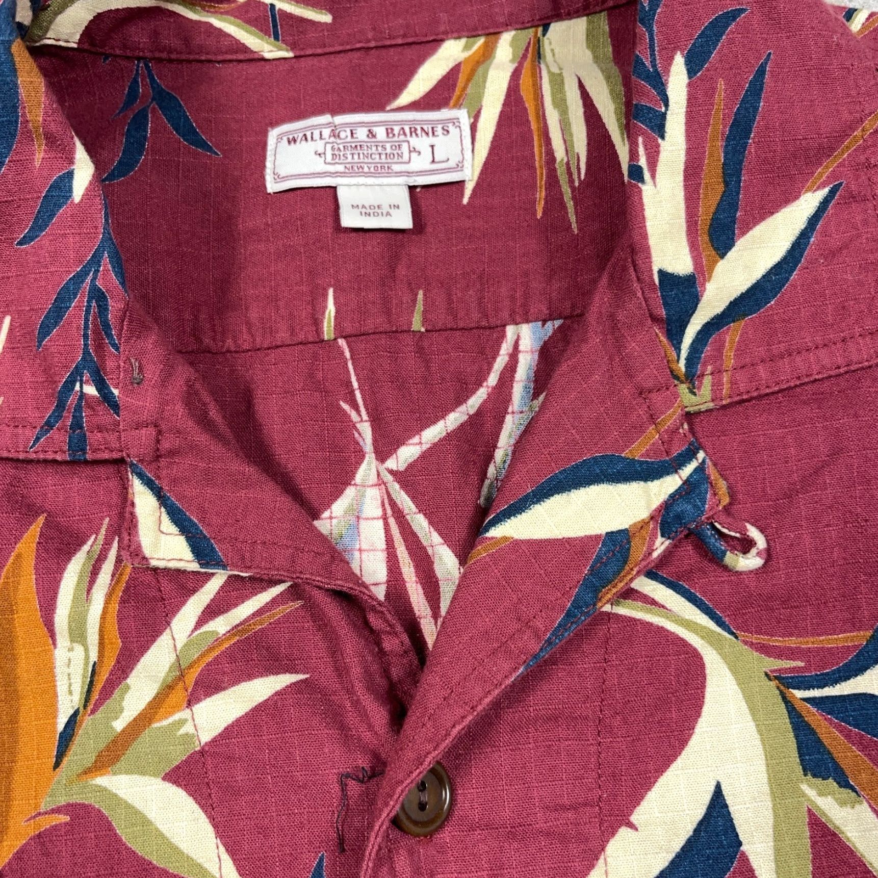 Wallace & Barnes Wallace & Barnes Shirt Men Large Red Button Up Floral Hawaiian Rip Stop Loop Size US L / EU 52-54 / 3 - 4 Thumbnail