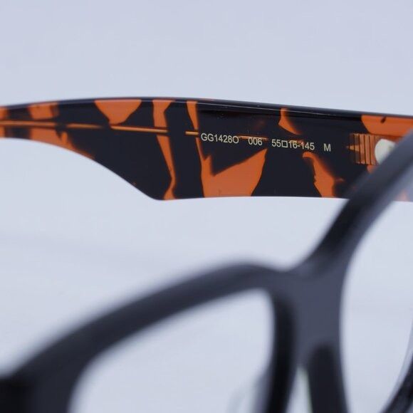 Gucci 🕶️ New Gucci GG1428O 006 Eyeglasses - Black With Orange Size ONE SIZE - 6 Thumbnail