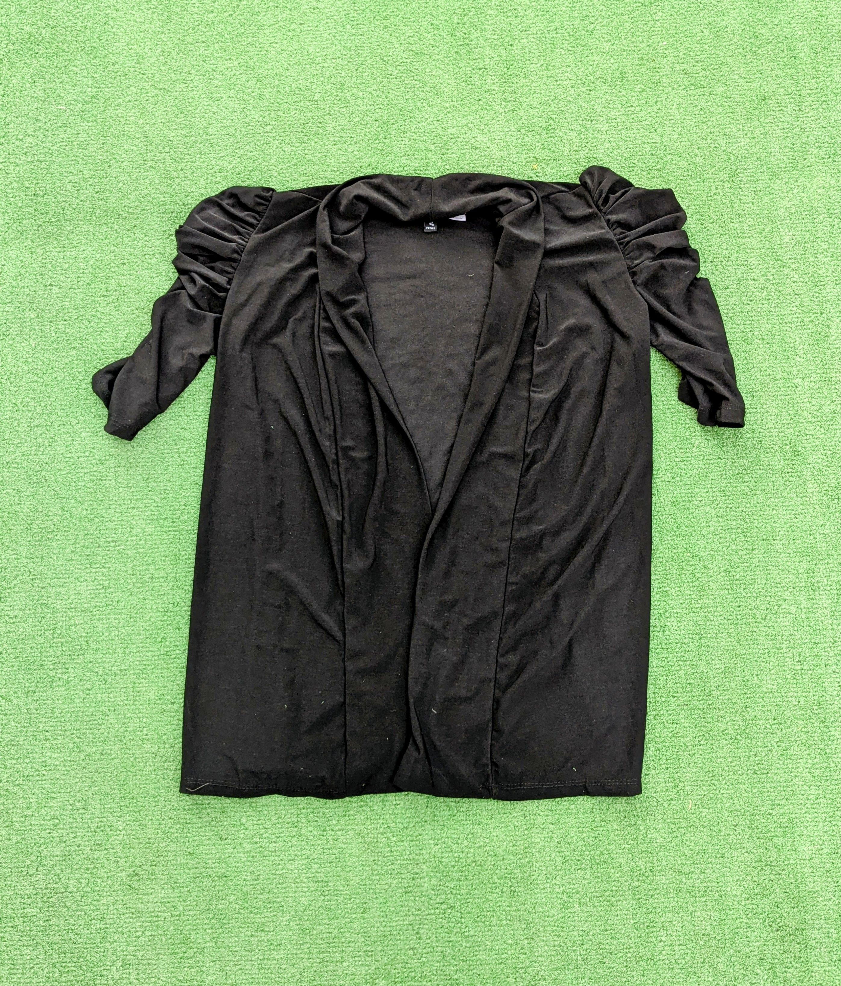 Designer Jason Maxwell Petite Open Cardigan Ruffle Shoulder Robe Size M / US 6-8 / IT 42-44 - 5 Thumbnail