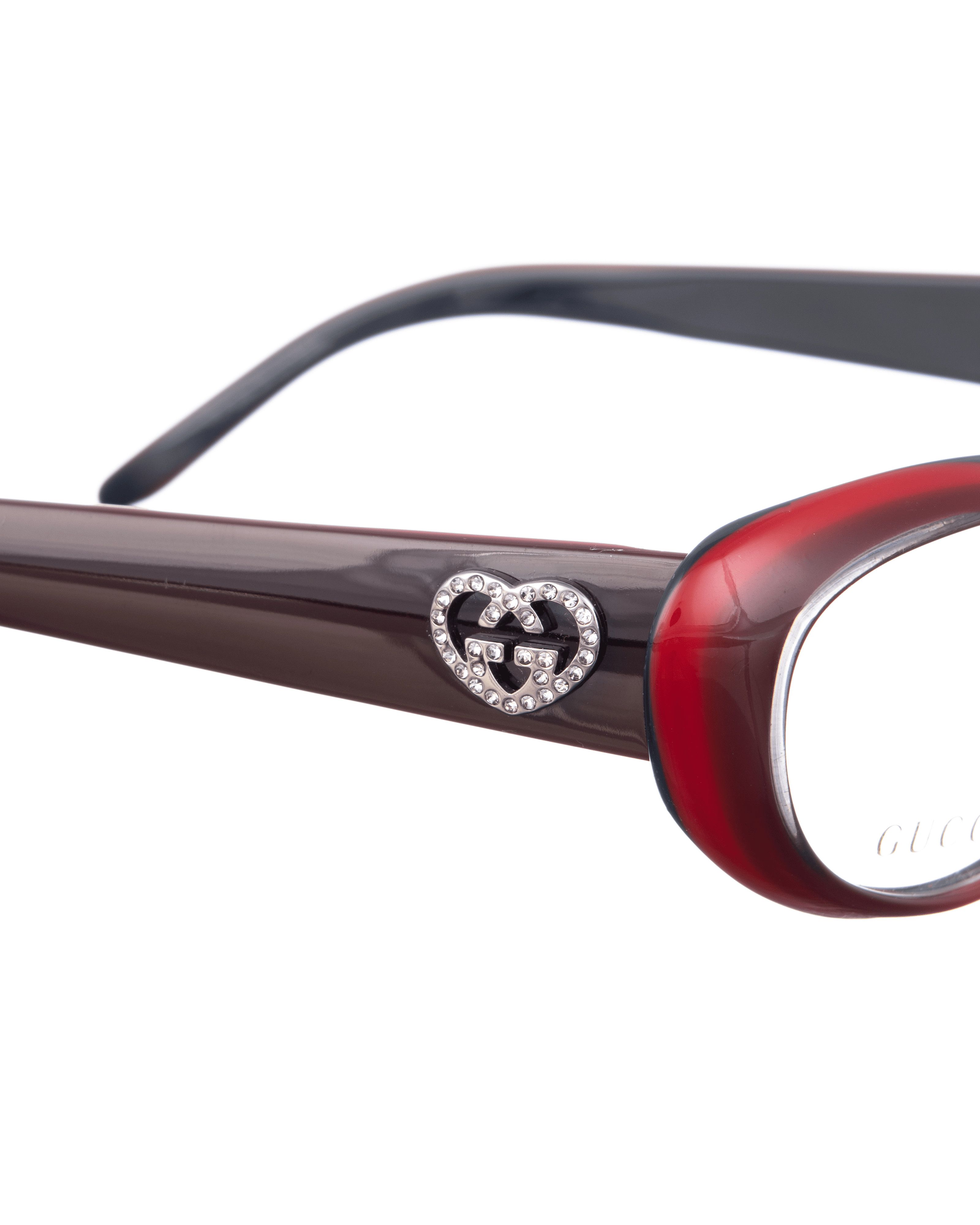 Gucci Gucci 00s Black & Red Cat Eye Glasses with Crystal Hearts Size ONE SIZE - 3 Thumbnail