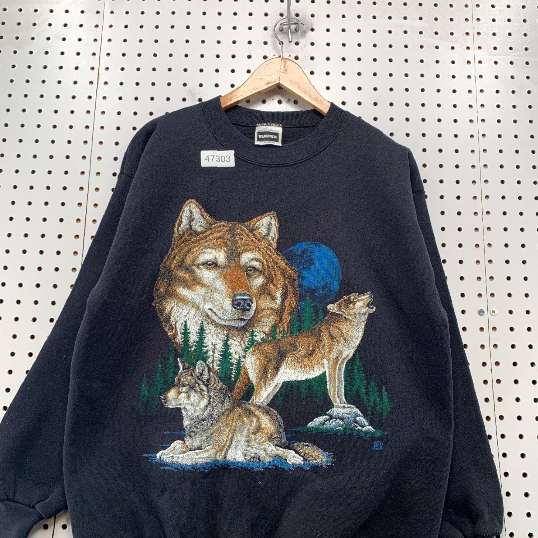Tultex VINTAGE Wolf Nature Sweatshirt Mens XL Black Outdoor Graphic Tultex Made USA Size US XL / EU 56 / 4 - 4 Thumbnail