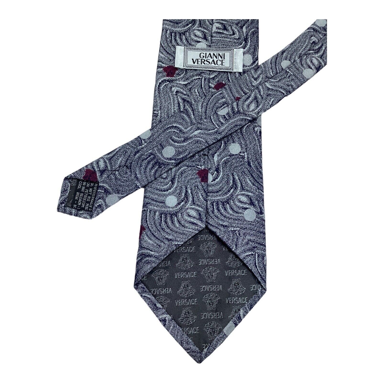 Versace GIANNI VERSACE Gray Abstract Art Print Monogrammed Luxury Si Size ONE SIZE - 4 Thumbnail