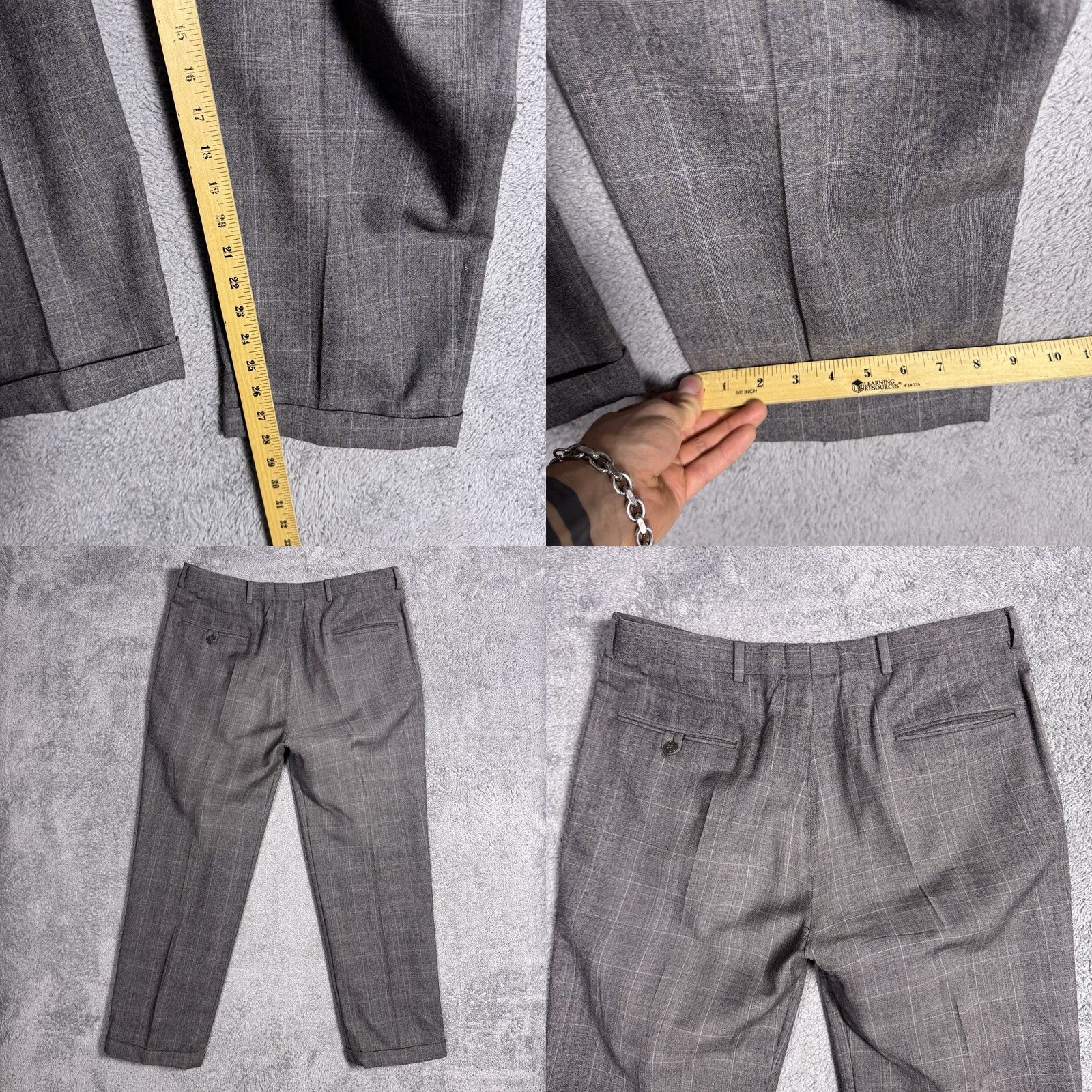 Hart Schaffner Marx Hart Schaffner Marx Suit Men 42R 34x28 Raised Napped Wool Gray Trumpeter Gold Size 42R - 11 Thumbnail