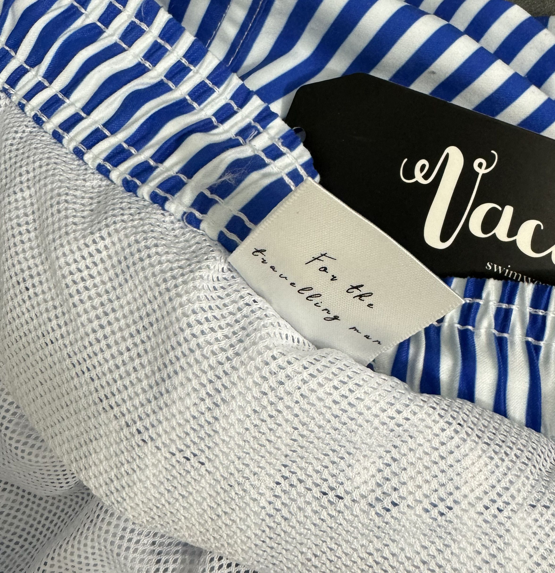 Bleach BNWT Vacay Corfu Swim Trunks White/Blue Striped Lined Size L Size US 34 / EU 50 - 8 Thumbnail