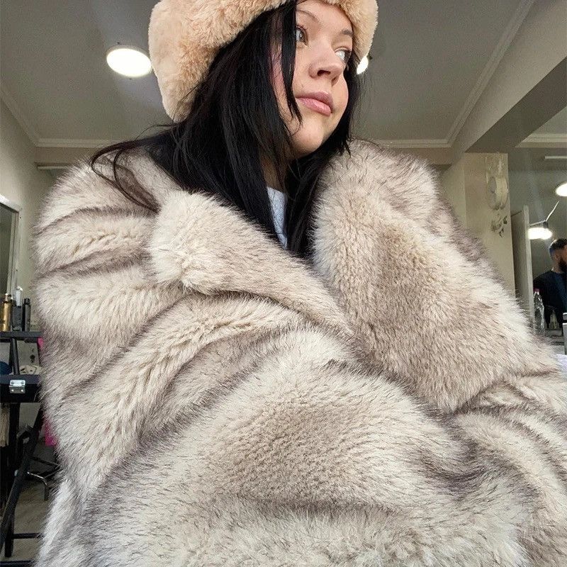 Other × Vintage Fluffy Oversized Luxury Fashion Faux Fur Coat Jacket Size M / US 6-8 / IT 42-44 - 4 Thumbnail