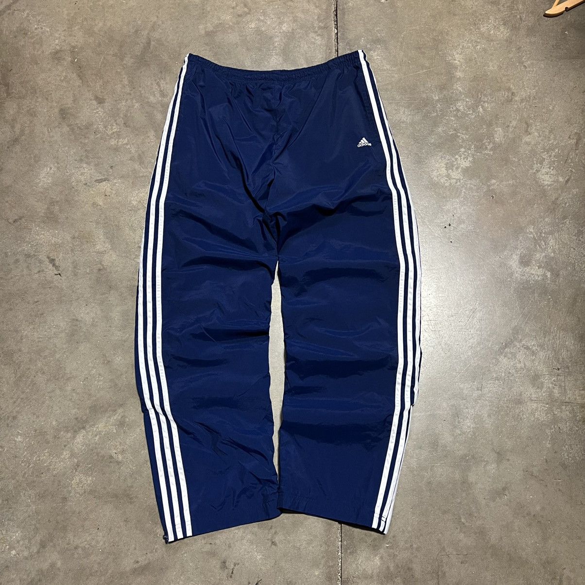 Adidas Vintage Adidas Track Pants Wide Leg Baggy Warm Up 3 Stripe Size US 34 / EU 50 - 1 Thumbnail