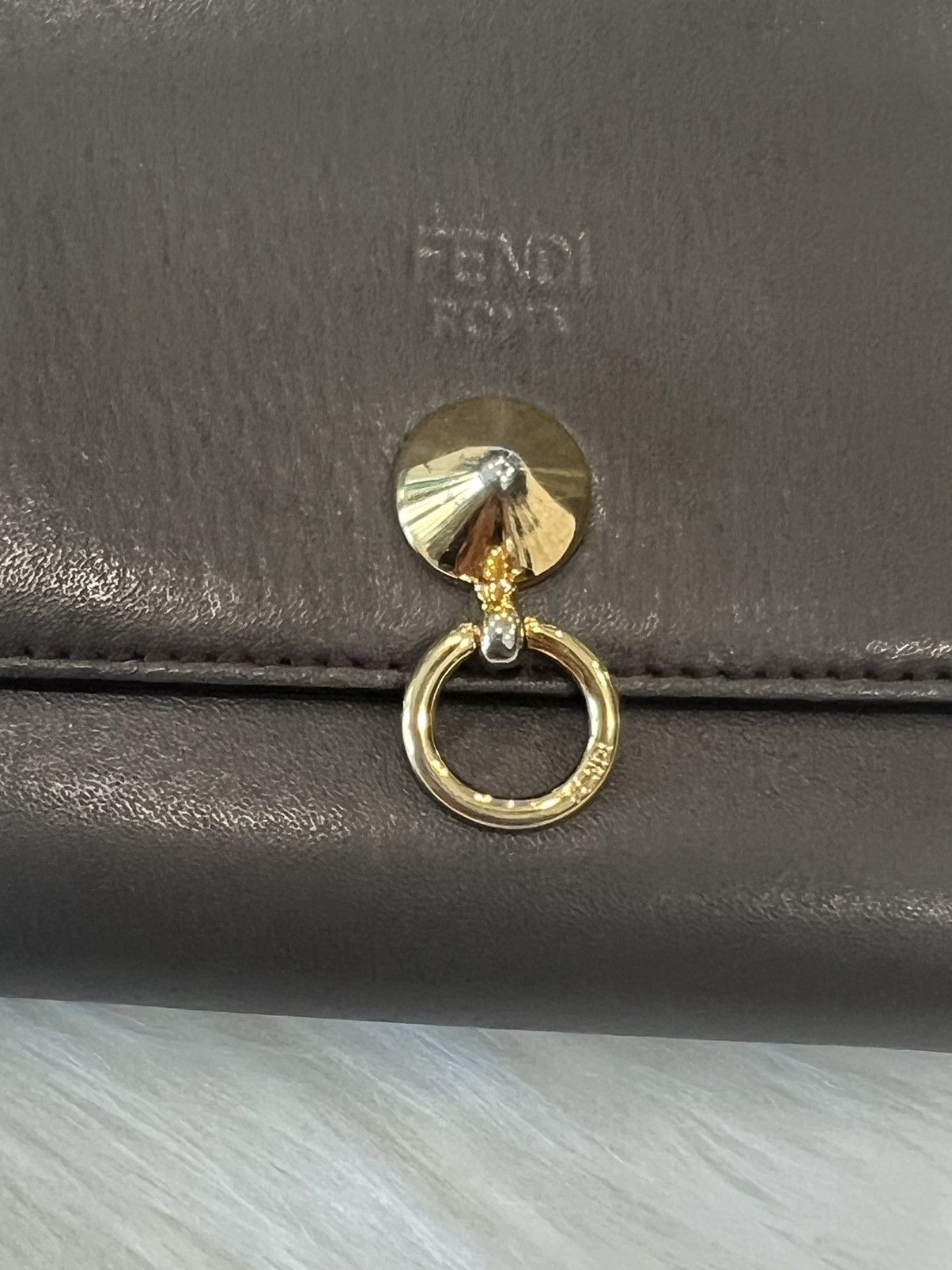 Fendi Fendi Kan I Leather Wallet w/ Ring Closure + Gunmetal Chain Size ONE SIZE - 4 Thumbnail