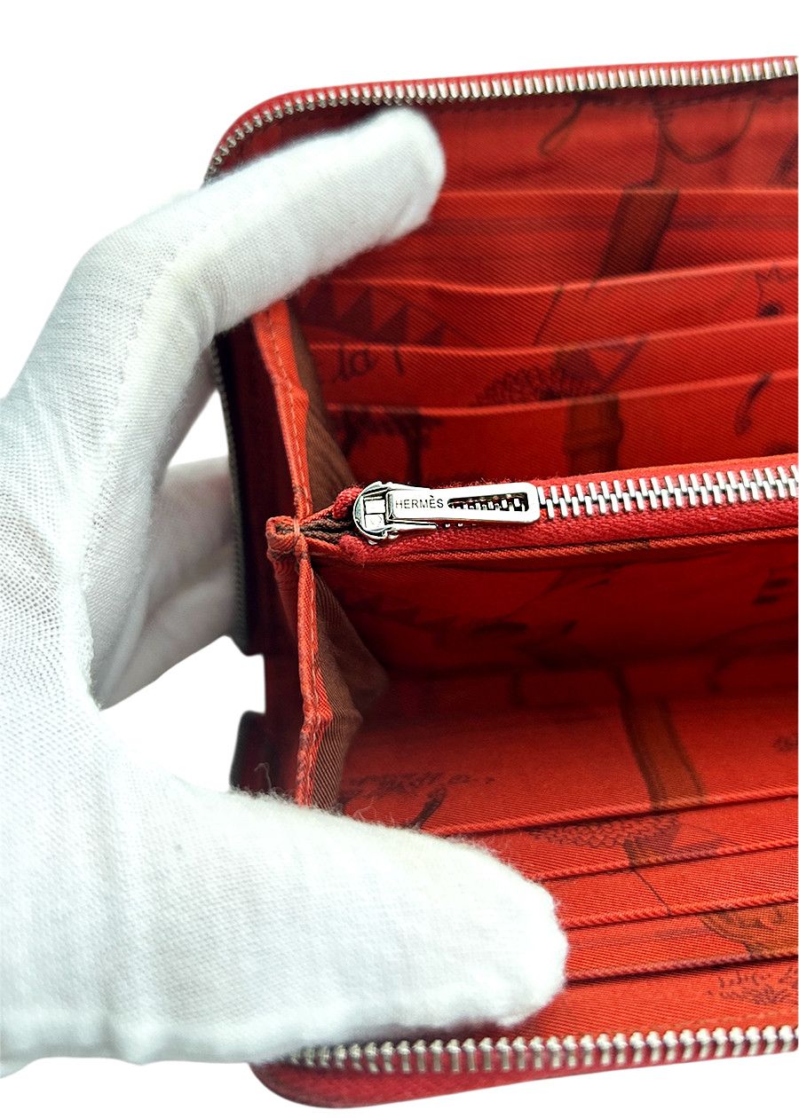 Hermes Hermès Long Leather Wallet Azap Silk in Round Zip Red Size ONE SIZE - 7 Thumbnail