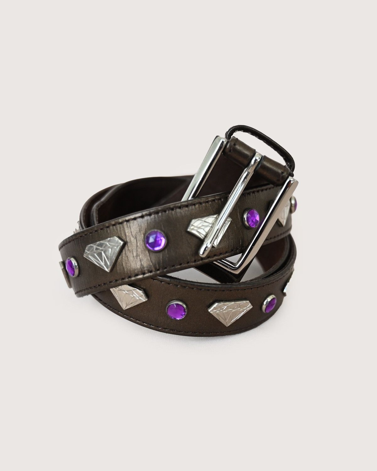 Image of Undercover Aw2001 Davf Gem And Diamond Belt in Brown, Men's (Size 32)