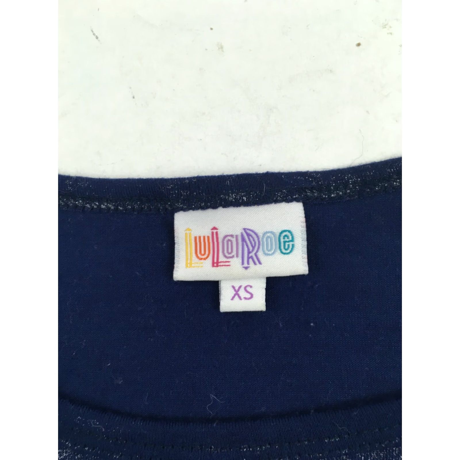 Vintage Lularoe Shirt Women's XS Navy Blue Short Sleeve Perfect Metallic Silver T-Shirt Size XS / US 0-2 / IT 36-38 - 5 Thumbnail