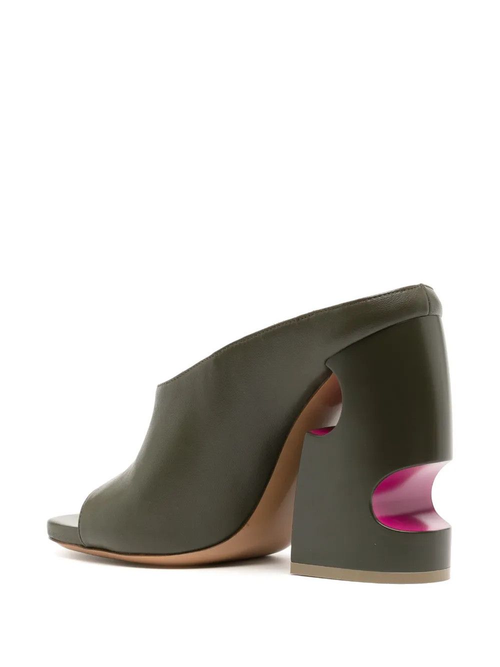 Off-White o1y1225 Leather Mules in Military Green Size US 7 / IT 37 - 3 Thumbnail