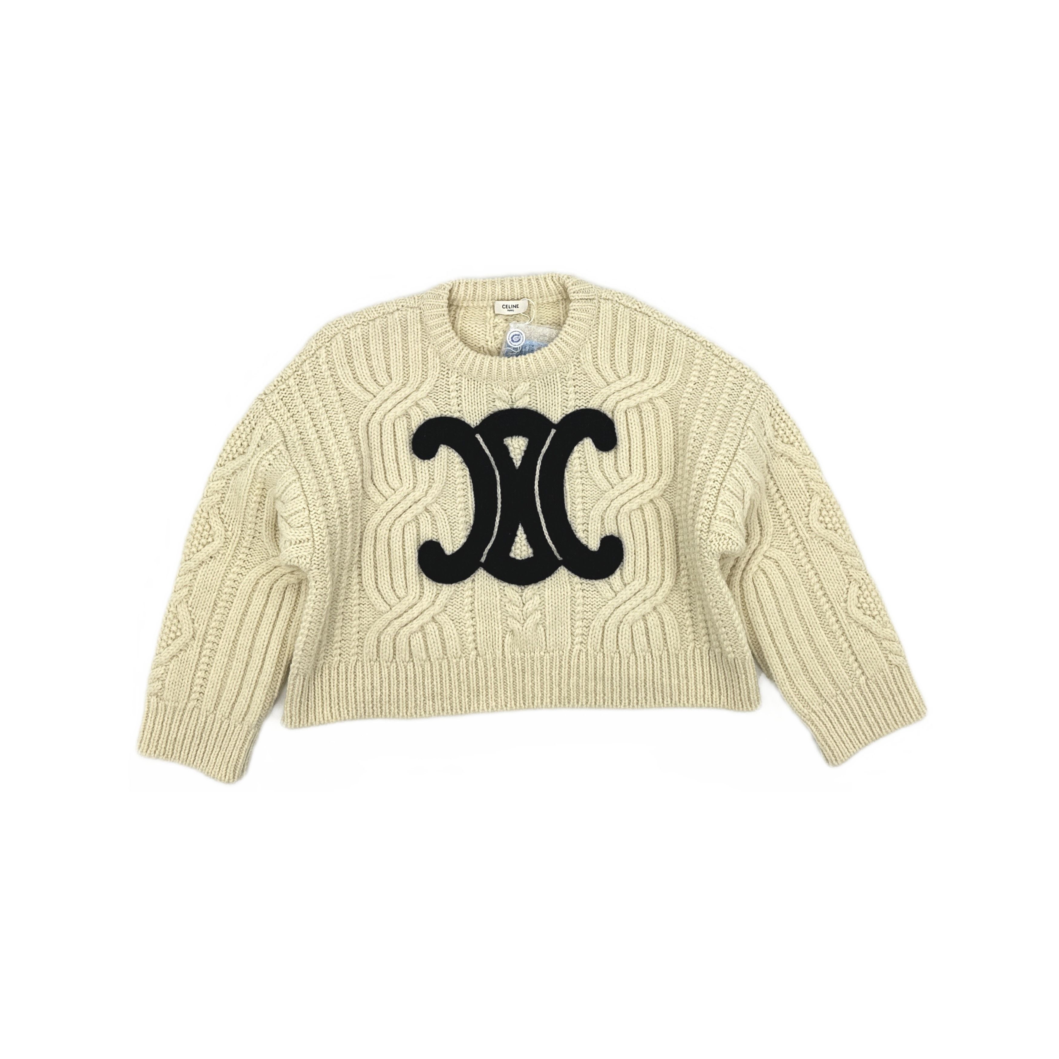 Celine Celine Triomphe Logo Cable Knit Sweater Size M Size M / US 6-8 / IT 42-44 - 1 Thumbnail