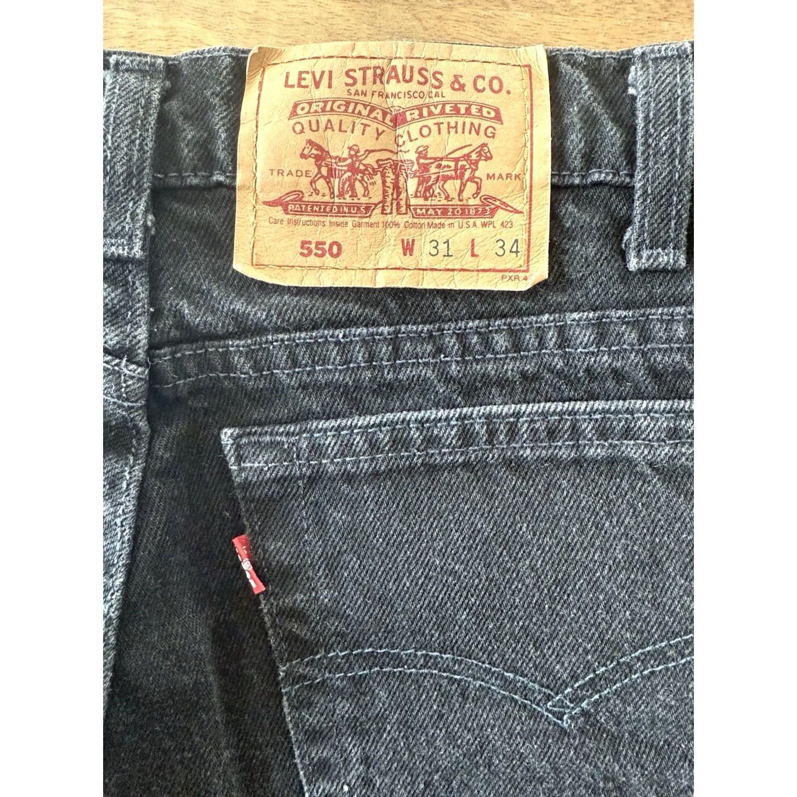 Levi's VTG Levi's 550 Jeans 31x34 Black Relaxed Fit Tapered 90s Mens Womens 29x33 Denim Cotton Button Zip 5-Pocket Logo USA Size 24" / US 00 / IT 34 - 3 Thumbnail