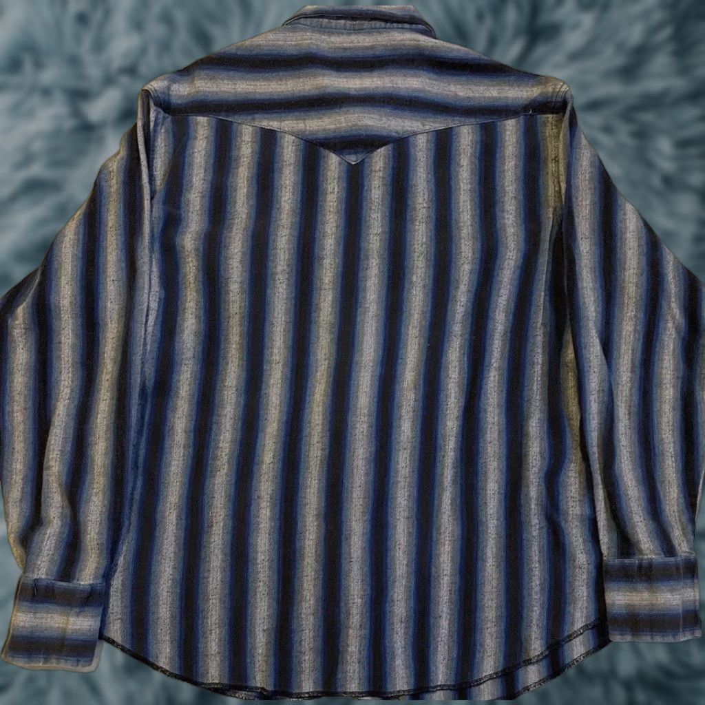 Wrangler Vtg Wrangler Striped Pearl Snap Shirt XL Rodeo Cowboy Western Biker Grunge 90s Size XL / US 12-14 / IT 48-50 - 1 Thumbnail