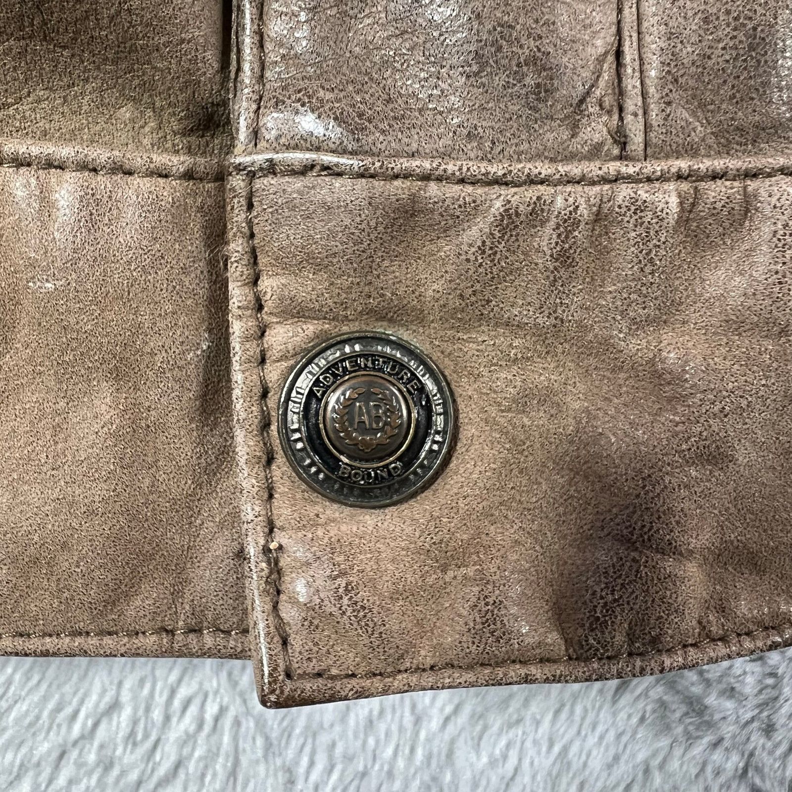 Adventure Bound Rugged Vintage XL Brown Leather Bomber Moto Aviation Jacket Size US XL / EU 56 / 4 - 9 Thumbnail