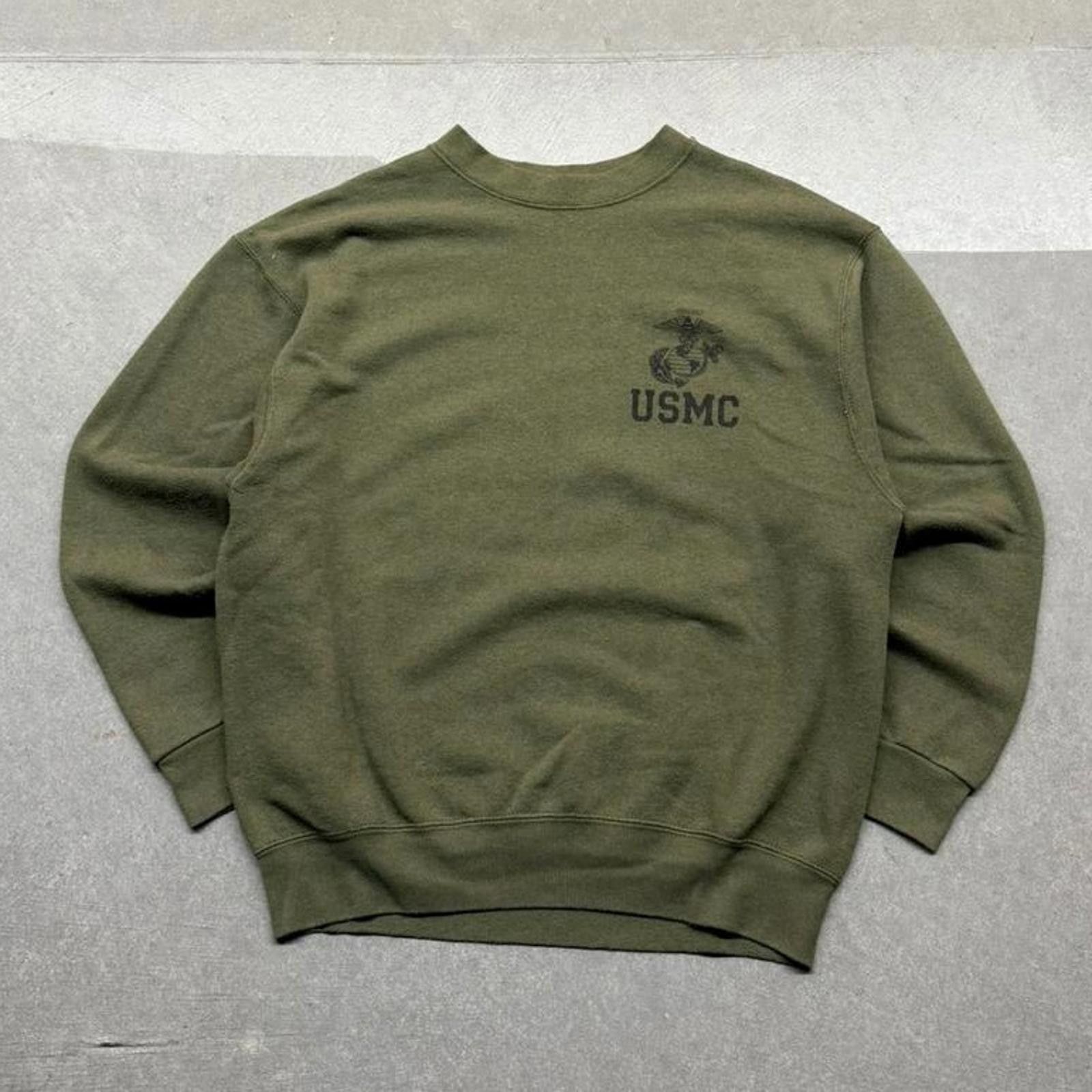 Soffe Vintage 90s USMC Faded Green Crewneck Sweatshirt USA M Size US M / EU 48-50 / 2 - 1 Thumbnail