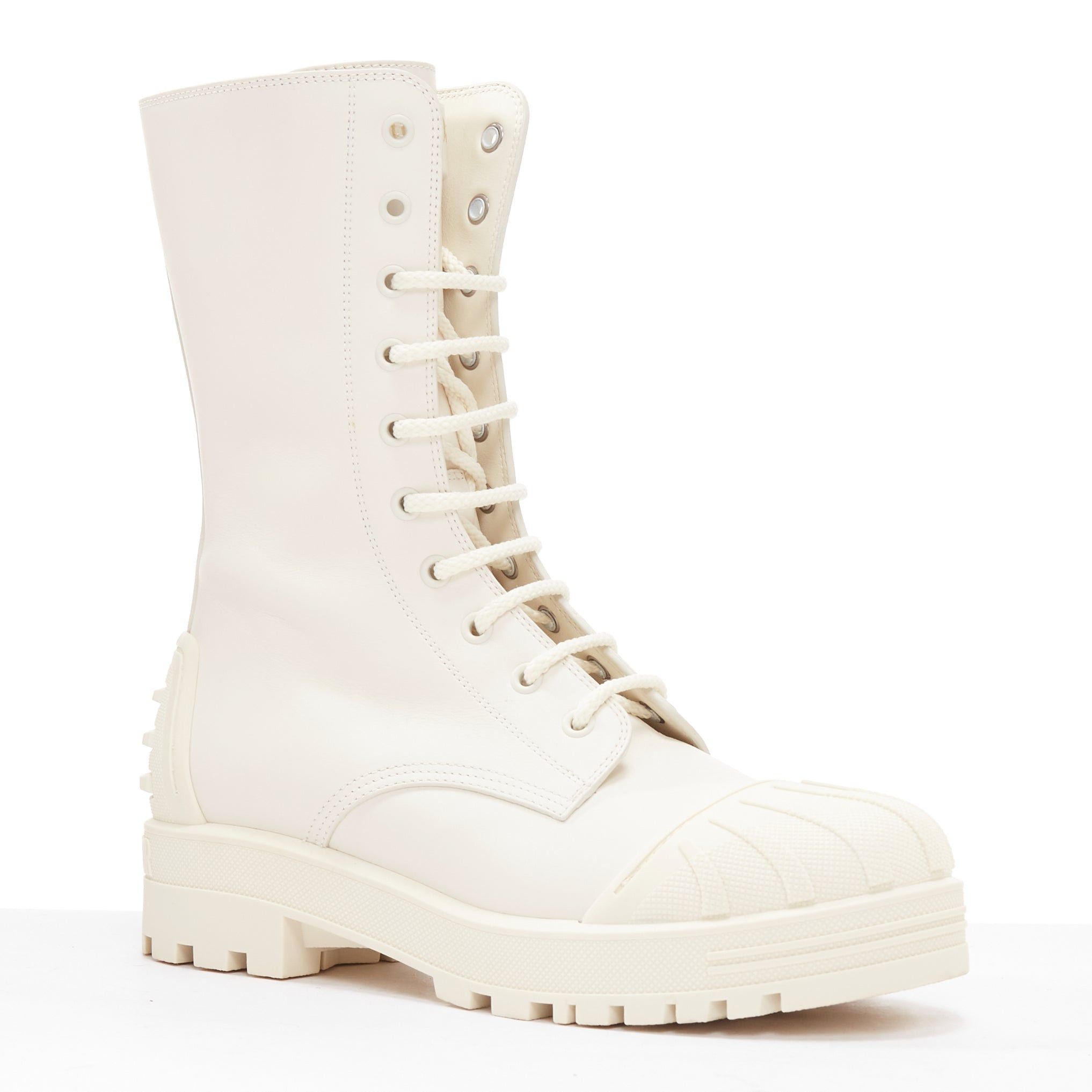 Dior DIOR Dioriron cream CD logo back rubber cap combat boots EU38 Size US 8 / IT 38 - 1 Thumbnail