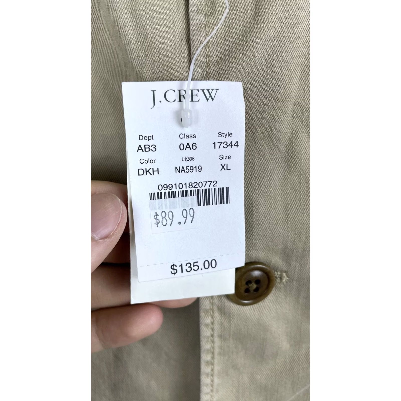 J.Crew J.Crew Blazer Mens XL Beige Khaki Casual Unstructured 3 Button Sport Coat New Size 46R - 2 Thumbnail