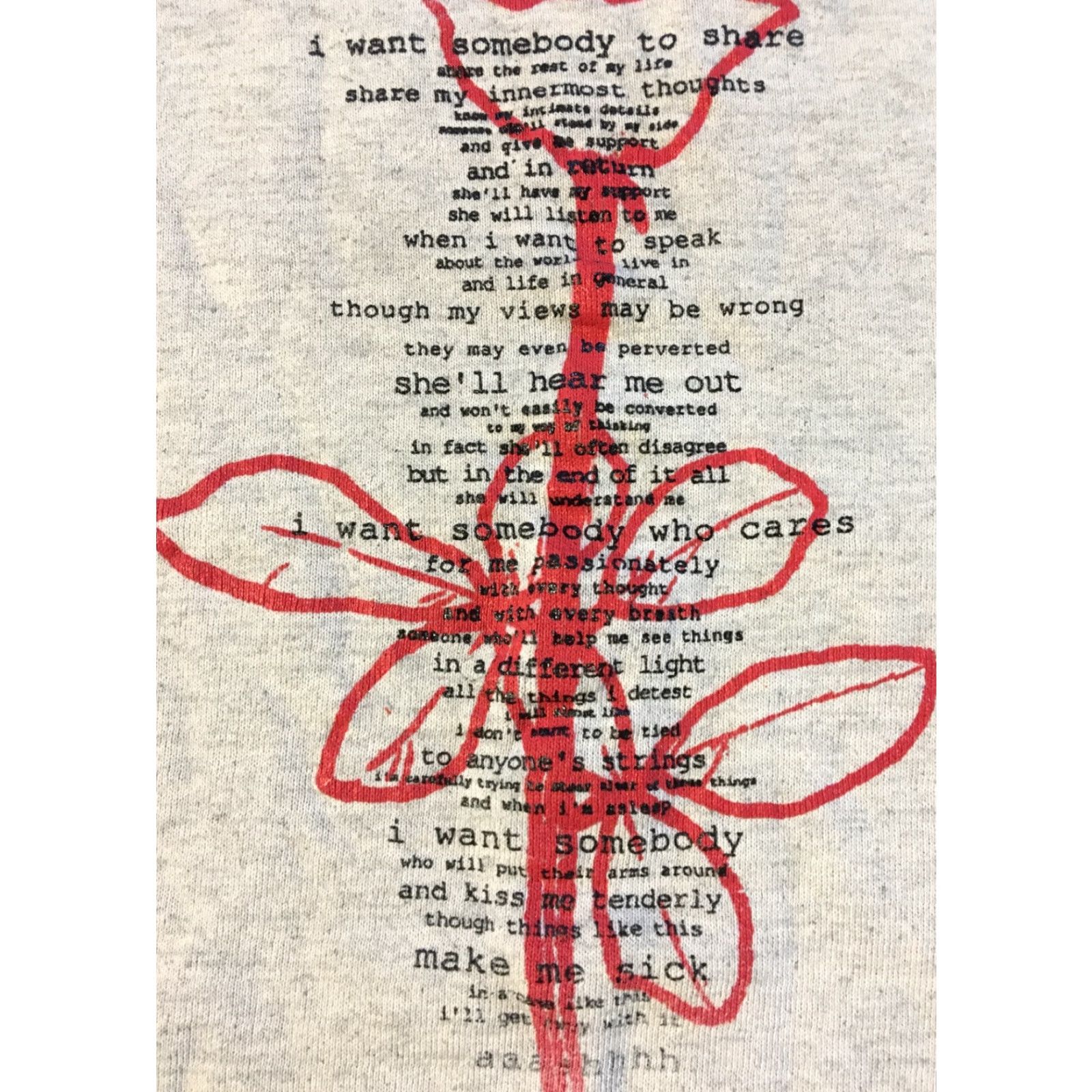 Jerzees VINTAGE Depeche Mode Somebody Lyrics Cut Off Sweatshirt M gray USA 80s 90s Rock Punk Concert Lyrics Mens Sweatshirt Size US M / EU 48-50 / 2 - 2 Thumbnail