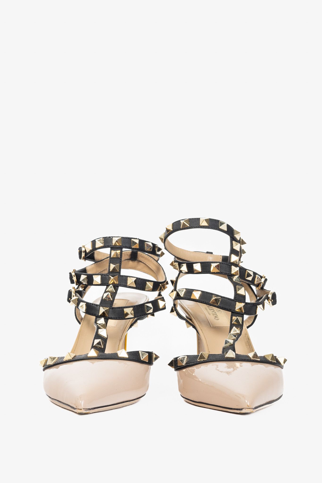 Valentino Valentino Garavani Rockstud 65 Patent Leather Caged Heels Size US 7.5 / IT 37.5 - 2 Thumbnail