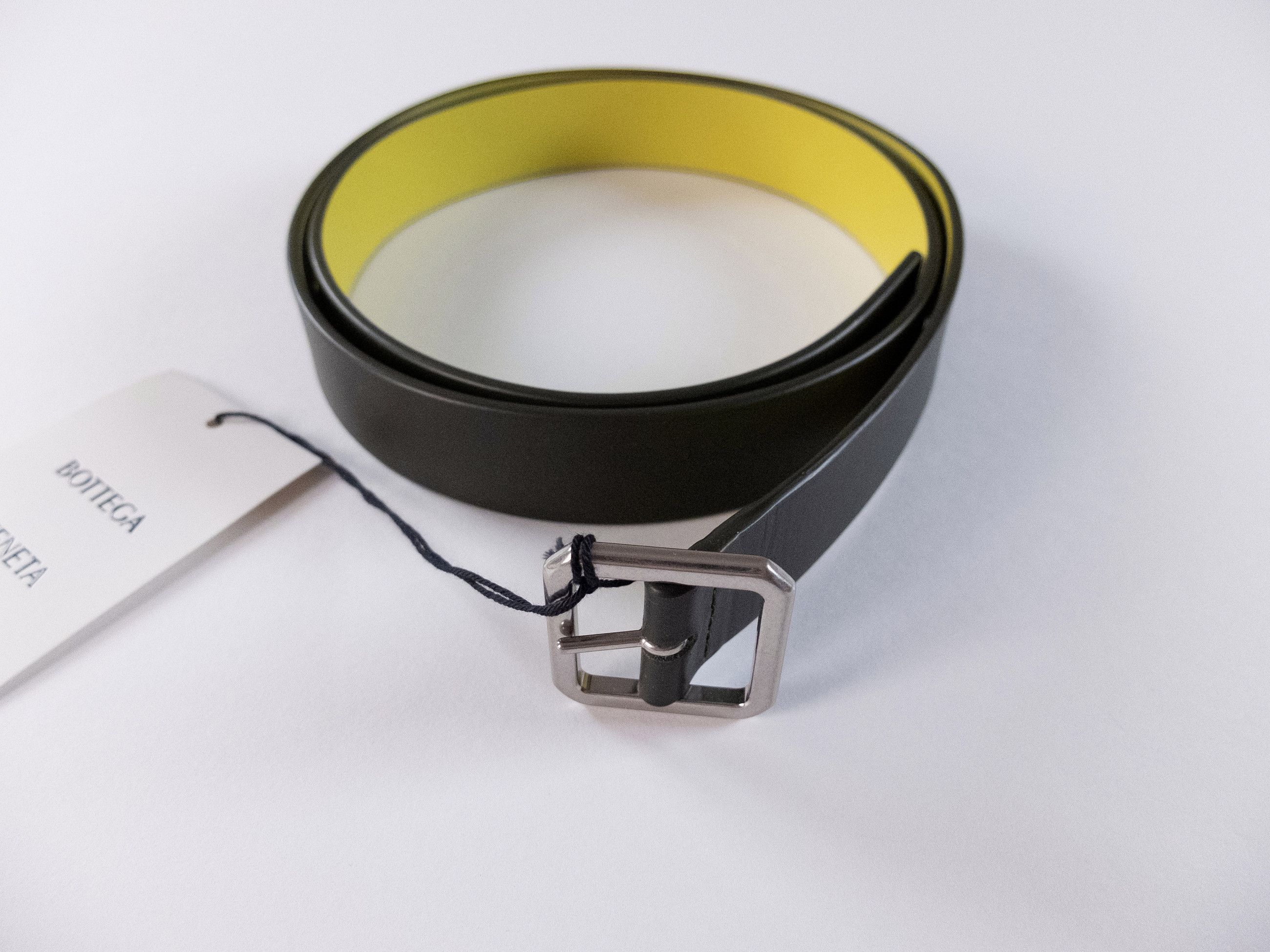 Bottega Veneta BOTTEGA VENETA dark green & kiwi reversible leather belt 100 Size 40 - 1 Thumbnail